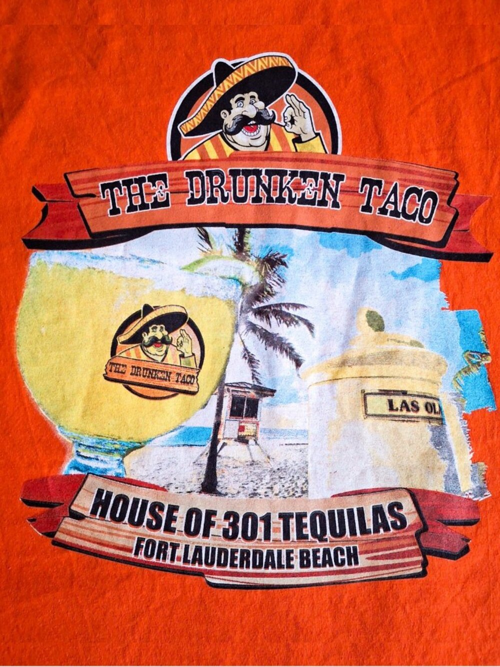 T Shirt The Drunken Taco House of 301 Tequilas Fort Lauderdale Beach FL Size XL